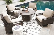 Ashley Outdoor/Patio 5 Piece Set - Conversation Set with 4 Swivel Lounge Chairs P750-776-821-4