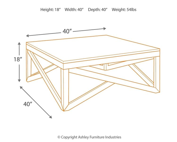 Ashley Living Room Square Cocktail Table T329-8