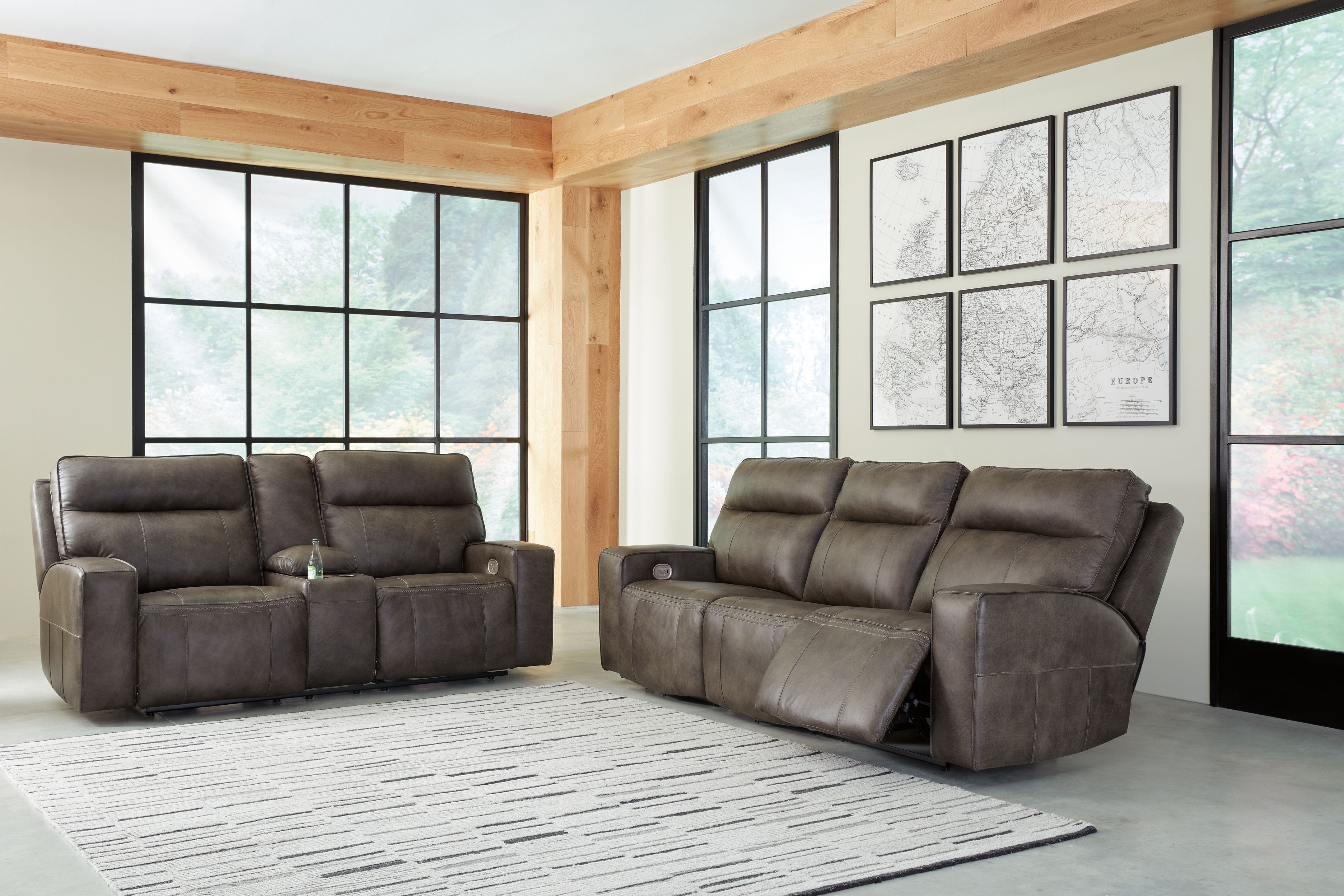 Ashley Living Room 2 Piece Power Reclining Sofa and Loveseat U15205-15-18