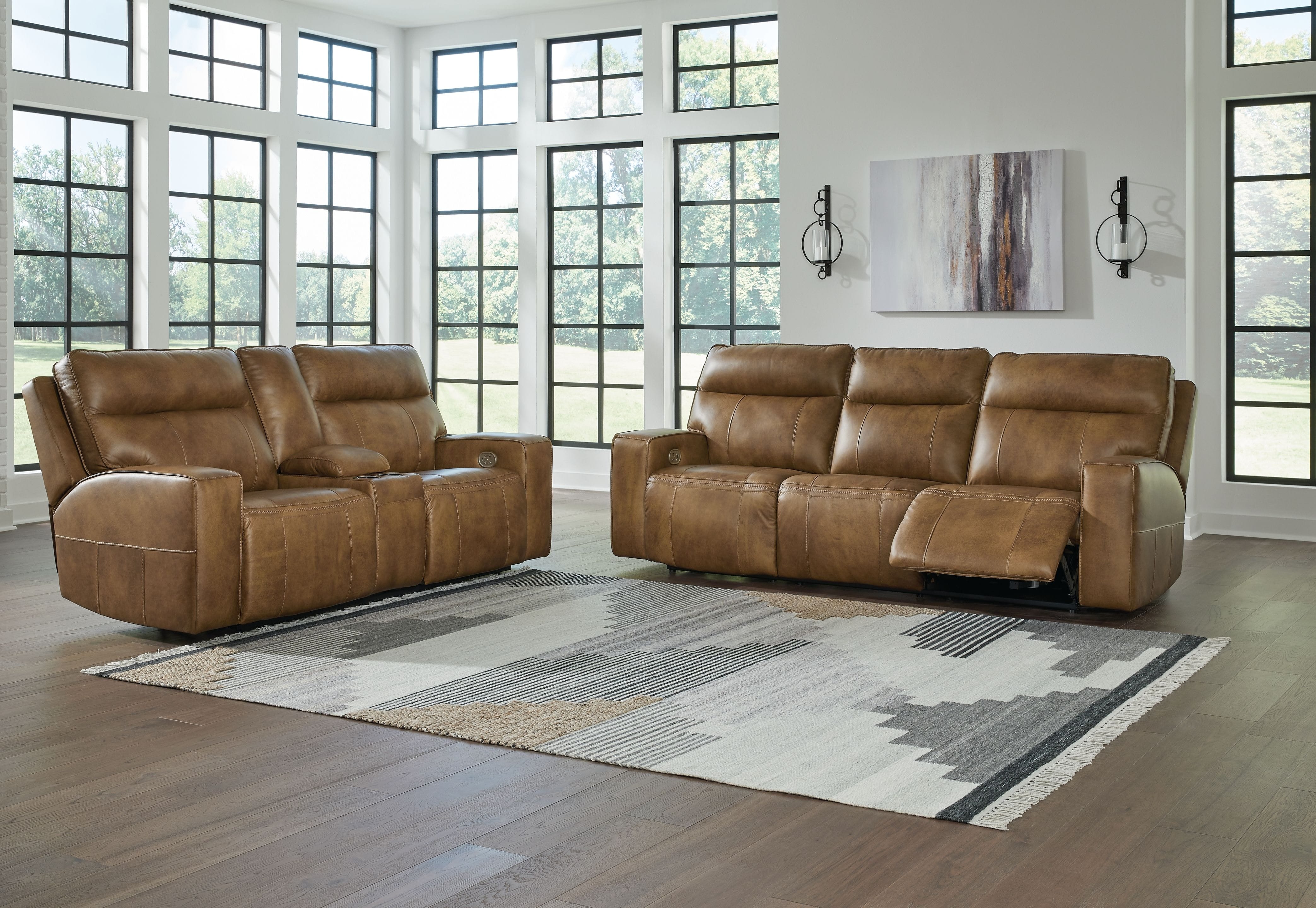 Ashley Living Room 2 Piece Power Reclining Sofa and Loveseat U15206-15-18