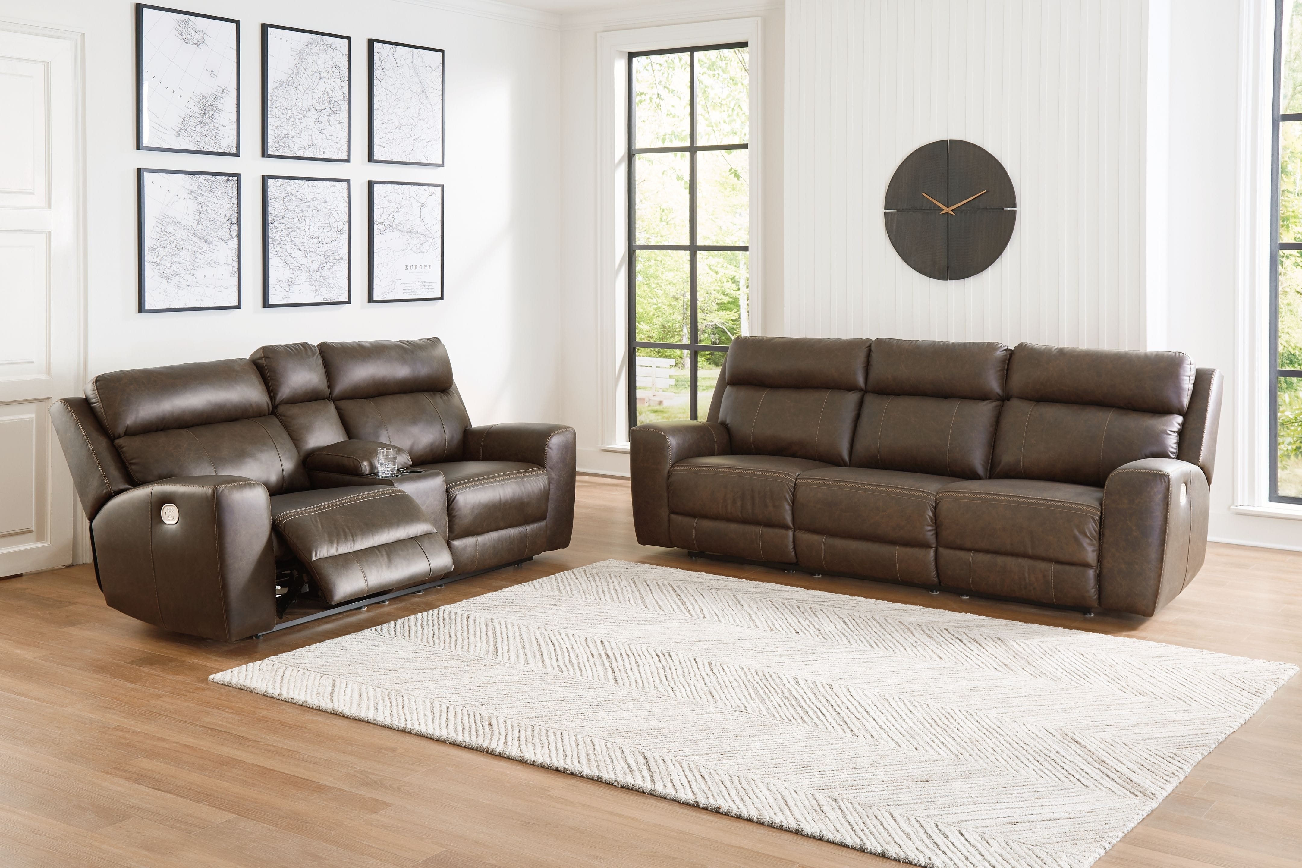 Ashley Living Room 2 Piece Power Reclining Sofa and Loveseat U25401-15-18