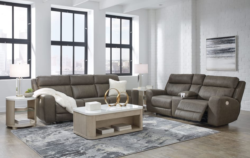Ashley Living Room 2 Piece Power Reclining Sofa and Loveseat U25402-15-18
