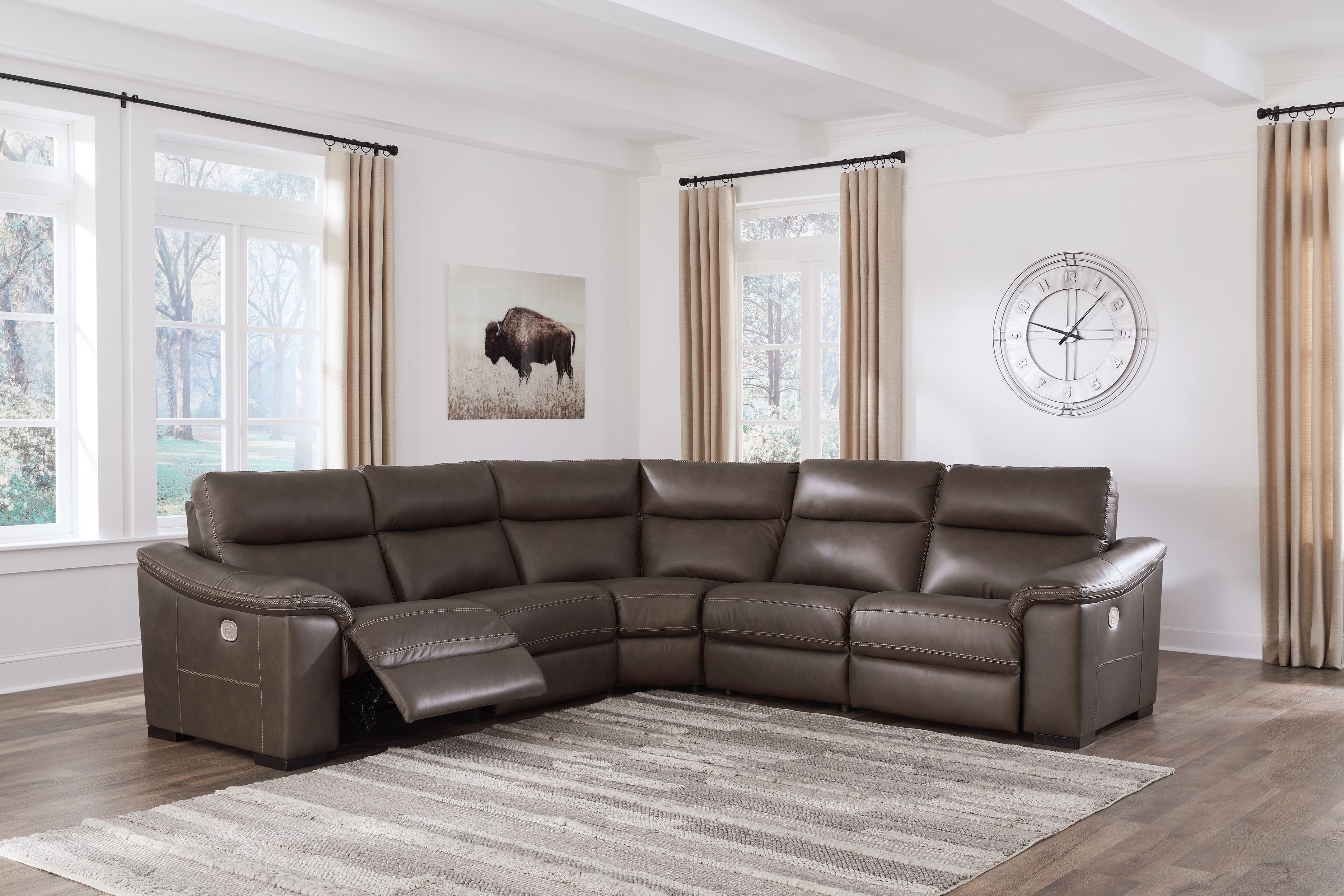 Ashley Living Room Left Arm Facing Zero Wall Power Recliner 5 Pc Sectional U26301-58-31-77-46-62