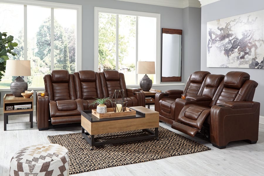 Ashley Living Room 2 Piece Power Reclining Sofa and Loveseat U28004-15-18