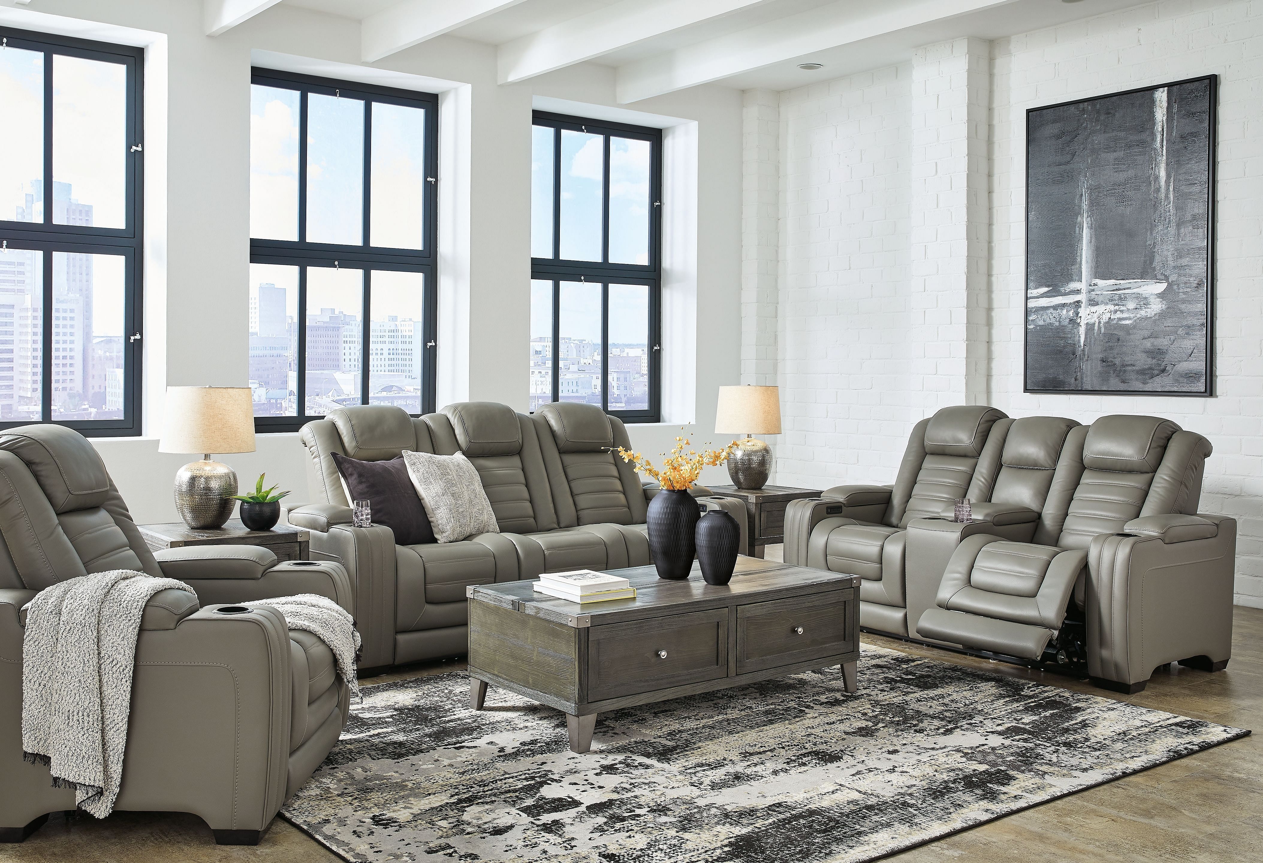 Ashley Living Room 3 Piece Power Reclining Living Room Set U28005-15-18-13