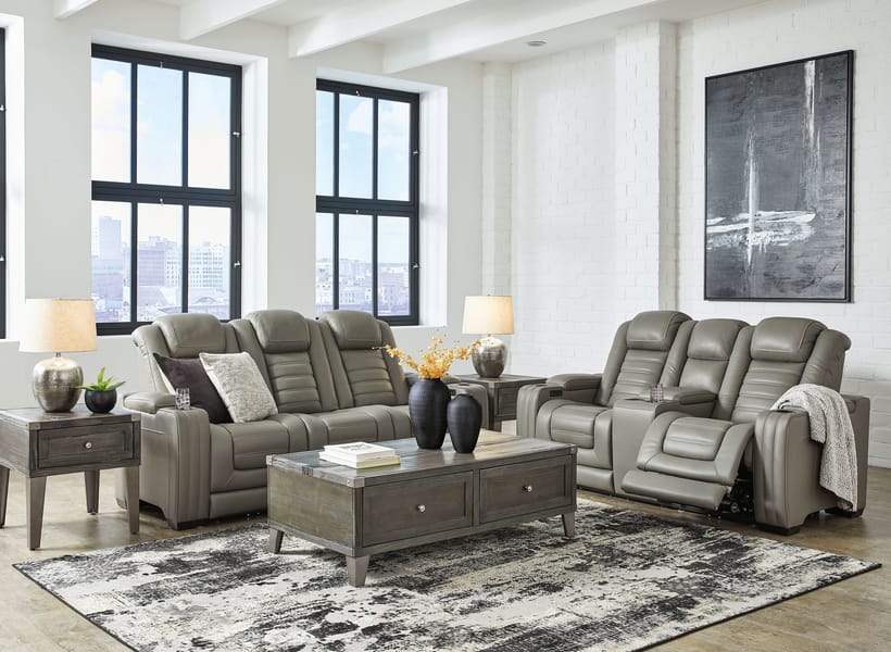 Ashley Living Room 2 Piece Power Reclining Sofa and Loveseat U28005-15-18