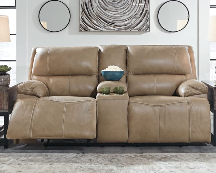 Geneva 3 Piece Living Room Set in Beige Leather