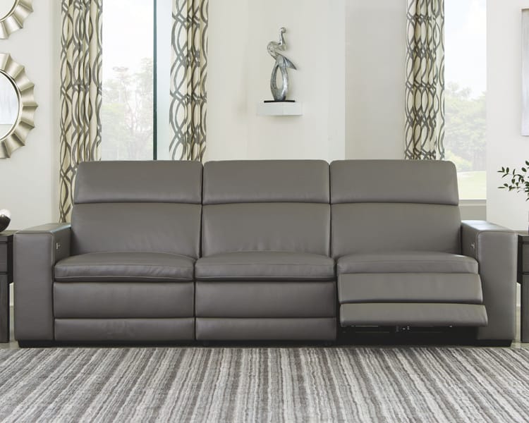 Tucson Power Reclining Sofa in Grey Leather