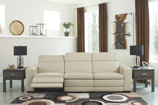 Tucson Power Reclining Sofa in Beige Leather