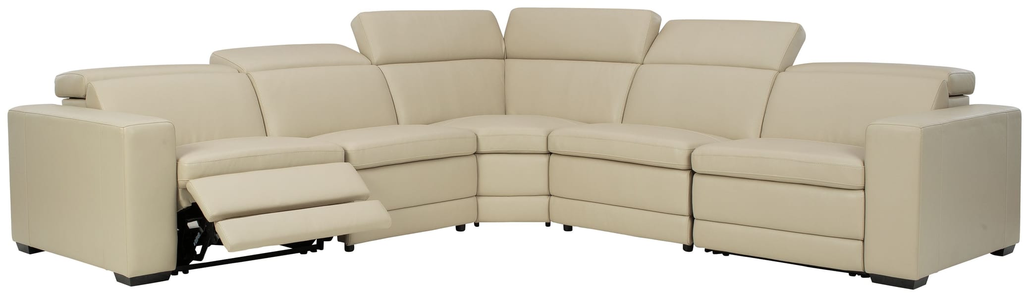 Tucson Power Reclining Sectional in Beige Leather