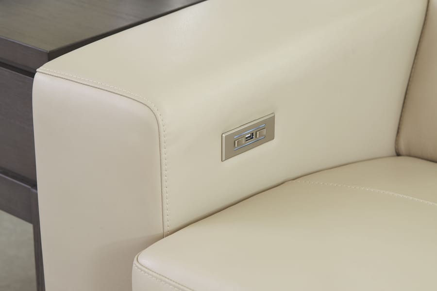 Tucson Power Reclining Sectional in Beige Leather
