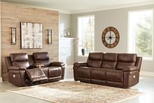 Ashley Living Room Power Reclining with Adjustable Headrest Sofa & Loveseat Set U64805-15-18