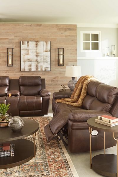 Ashley Living Room Power Reclining with Adjustable Headrest Sofa & Loveseat Set U64805-15-18