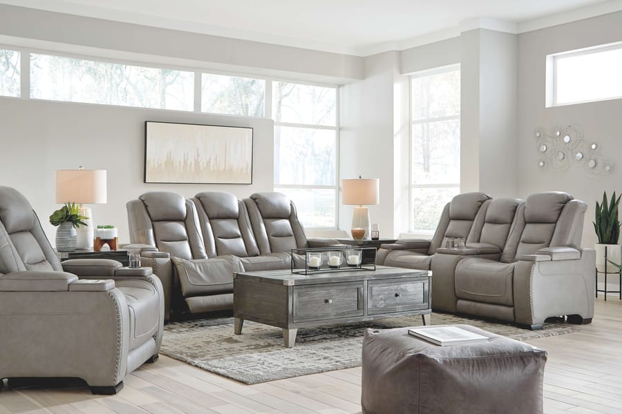 Ashley Living Room 3 Piece Power Reclining Adjustable Headrest Living Room Set U85305-15-18-13