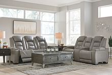 Ashley Living Room Power Reclining with Adjustable Headrest Sofa & Loveseat Set U85305-15-18