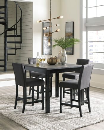 Bar and Game Room Garvine Counter Height Dining Table and Bar Stools (Set of 5)