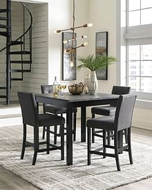 Ashley Bar and Game Room Garvine Counter Height Dining Table and Bar Stools (Set of 5) D161-223