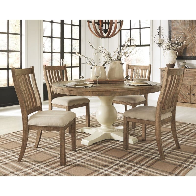 Ashley Living Room 7 Piece Round Dining Room Table Set D754-50T-50B-05-4-80