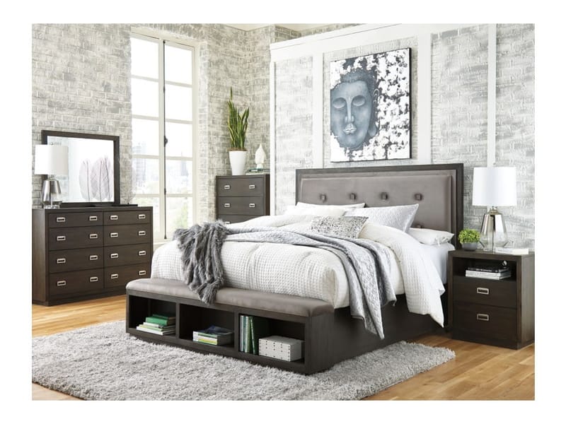 Ashley Bedroom 5 Piece Queen UPH Panel Bed with Storage Set B731-31-36-46-57-54S