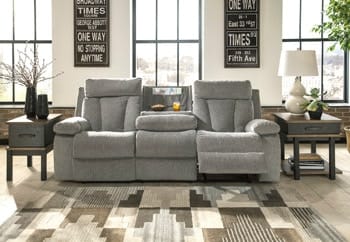 Ashley Living Room Mitchiner Reclining Sofa with Drop Down Table 7620489