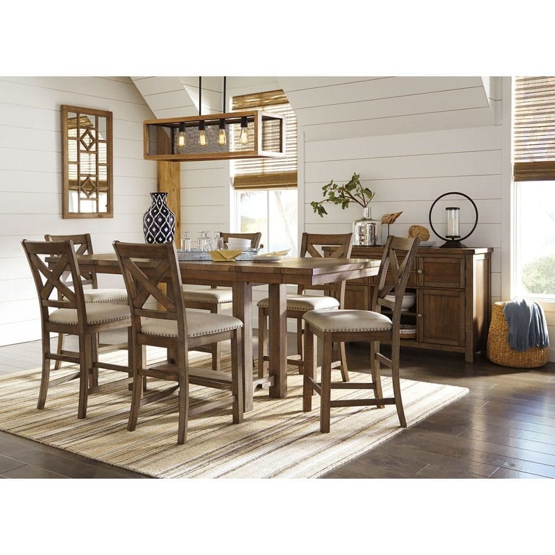 Ashley Moriville 8 Piece Rectangular Counter Dining Set - Portland, OR | Key Home Furnishings