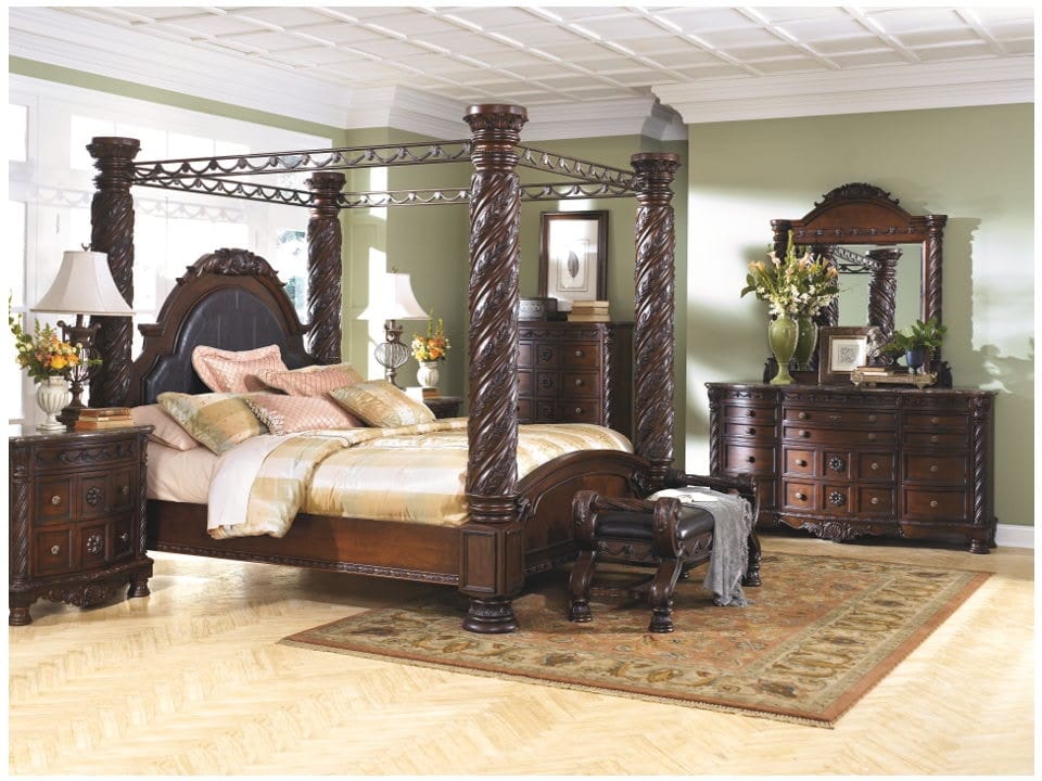 Ashley Bedroom 10 Piece California King Poster Bed with Canopy set B553-131-36-46-172-151-162-150-195-193-2