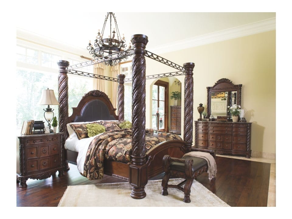 Ashley Bedroom 8 Piece California King Poster Bed...