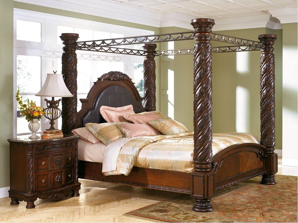 Ashley Bedroom California King Poster Bed with Can...
