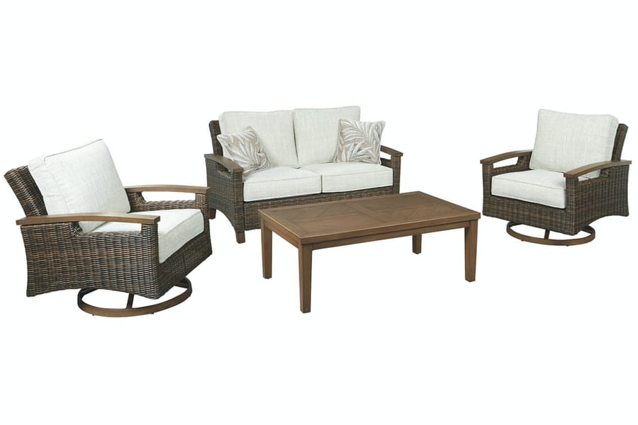 Ashley Outdoor/Patio Paradise Trail Loveseat with Cushion P750-835