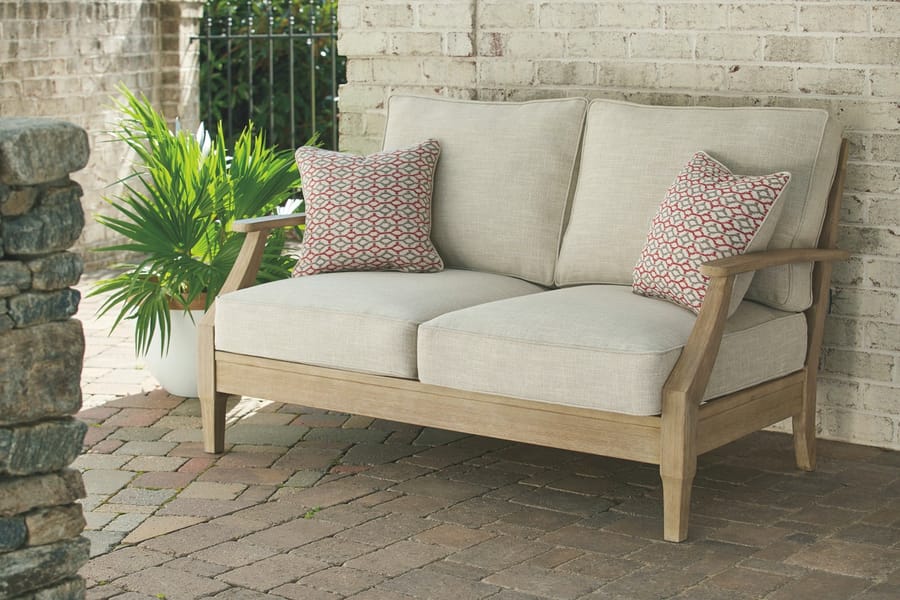 Ashley Outdoor/Patio Clare View Loveseat with Cushion P801-835