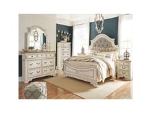 Ashley Bedroom 5 Piece Queen Upholstered Panel Bed Set B743-31-36-57-54-96