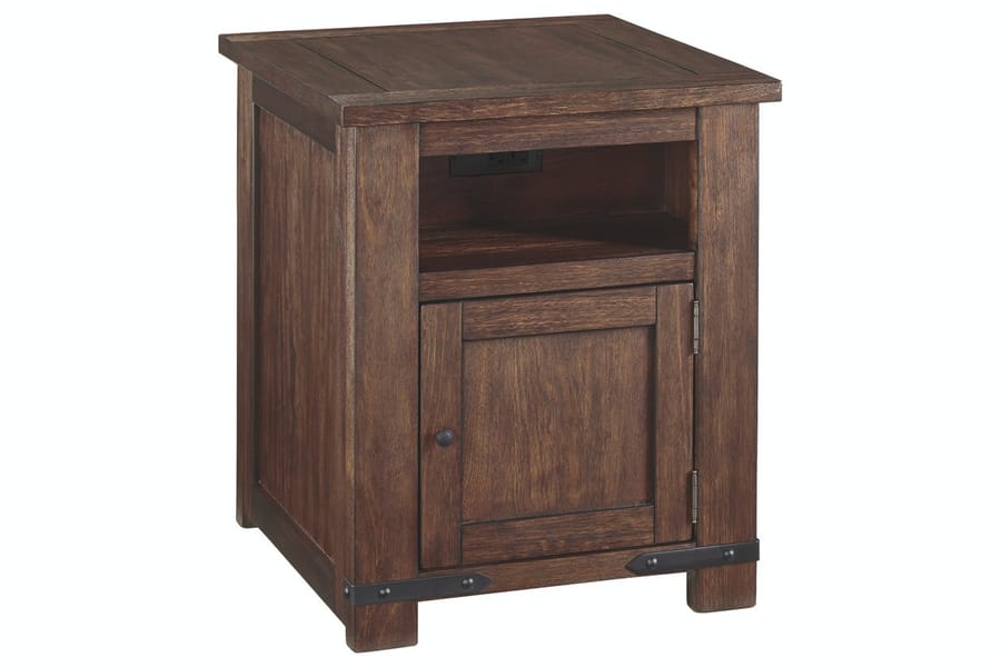 Ashley Living Room Budmore End Table with USB Ports and Outlets T372-3