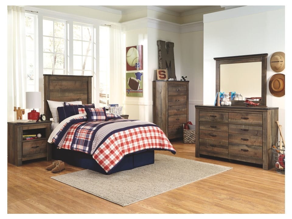 Ashley Bedroom Dresser and Mirror and Twin Panel Headboard and 2 Nightstands B446-21-26-53-91-2