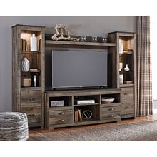 Ashley Living Room Large TV Stand and 2 Tall Piers and Bridge W446-68-24-2-27