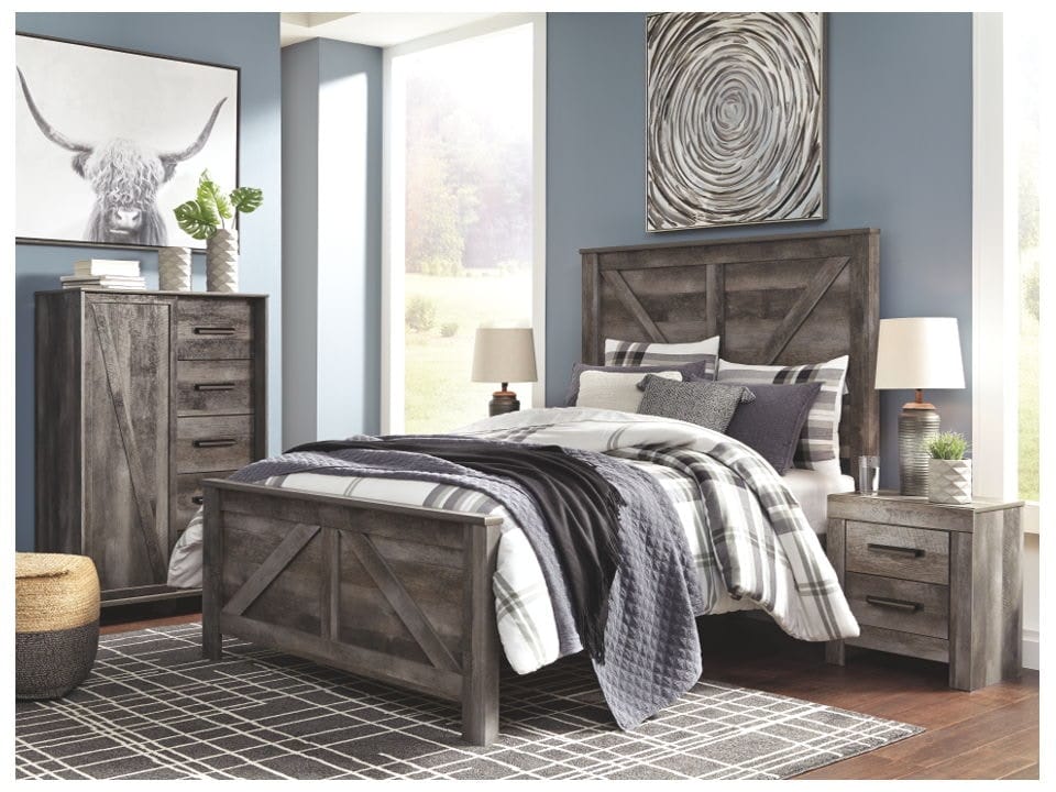 Ashley Bedroom 5 Piece Queen Crossbuck Panel Bed Set B440-57-54-98-92-2