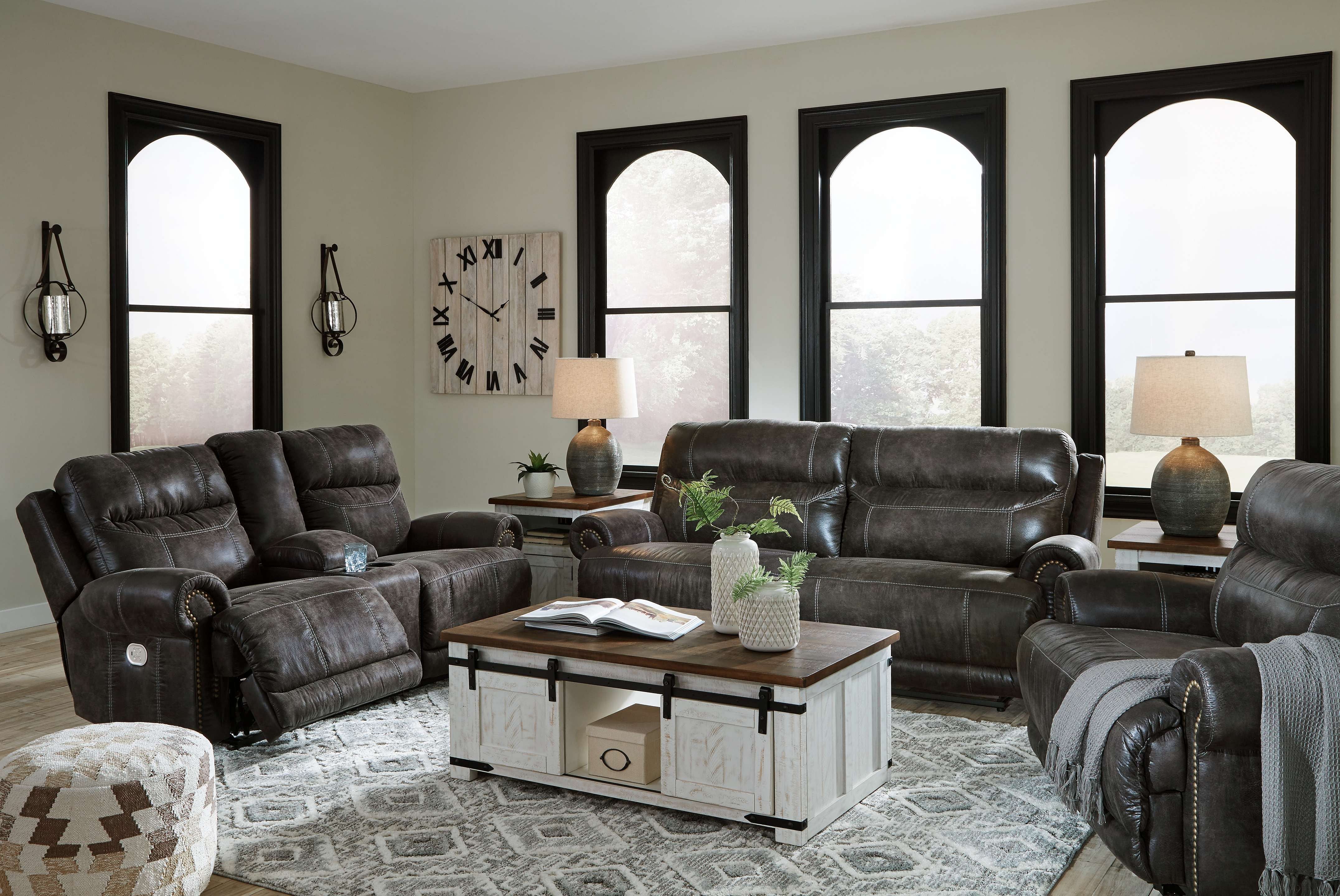 Ashley Furniture 65005 47 18 82 Grearview Charcoal 3 Piece 2 Seat Sofa With Loveseat Wide Seat 1 