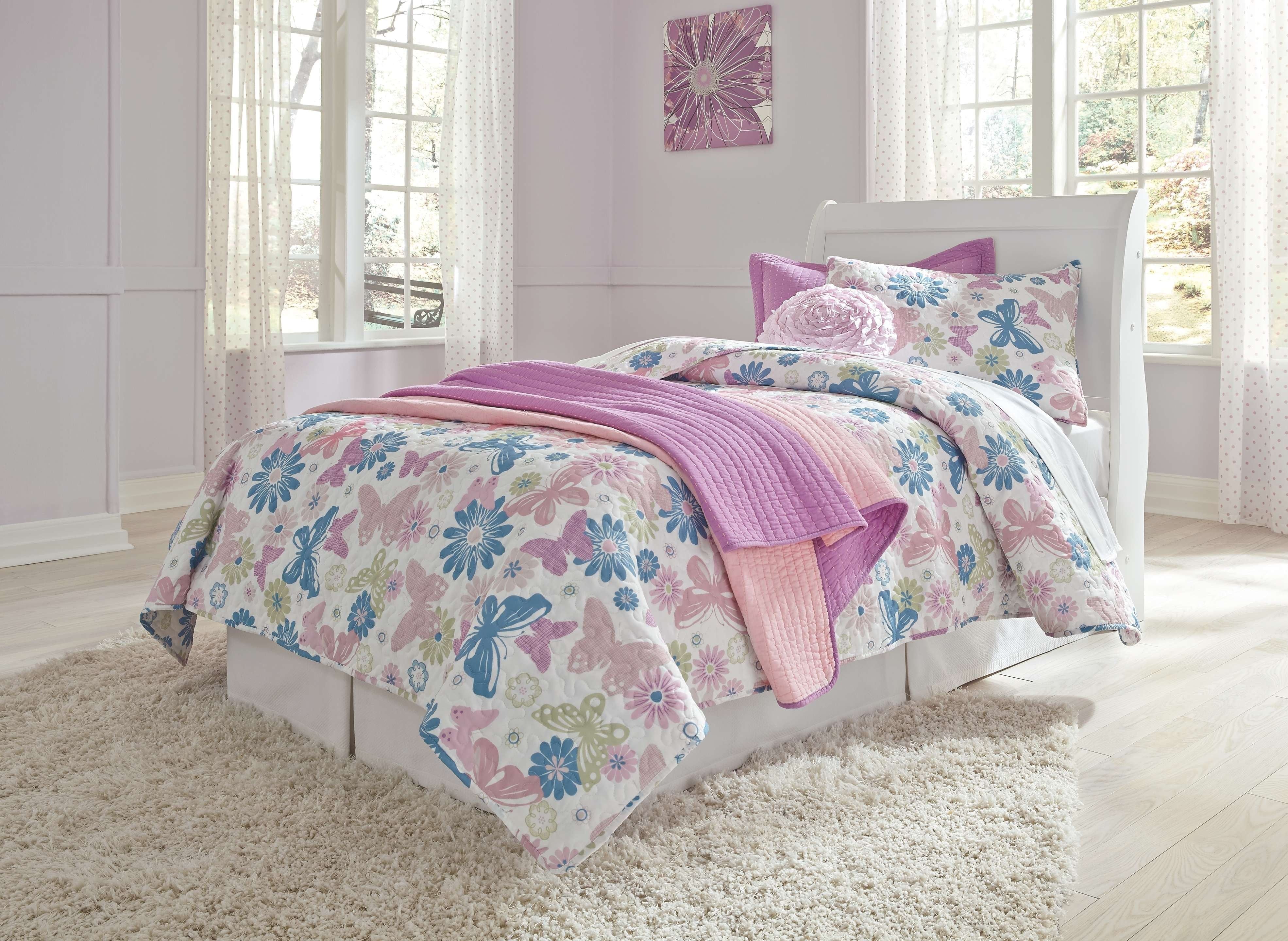 Ashley Bedroom Twin Sleigh Headboard with Bolt on Bed Frame B129-63-B100-21