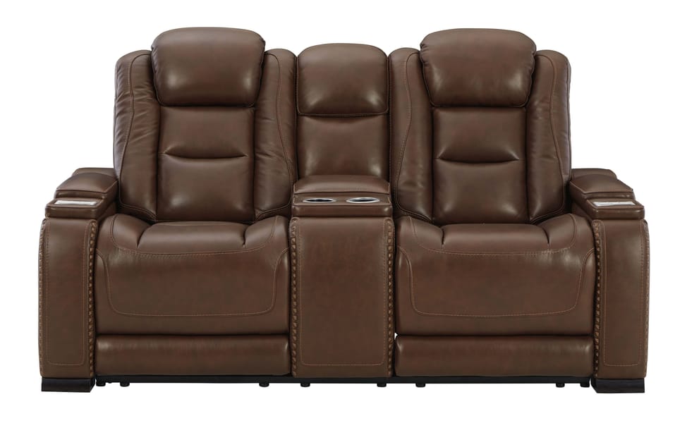 Ashley Living Room Power Reclining Loveseat with Console and Adjustable Headrest U8530618