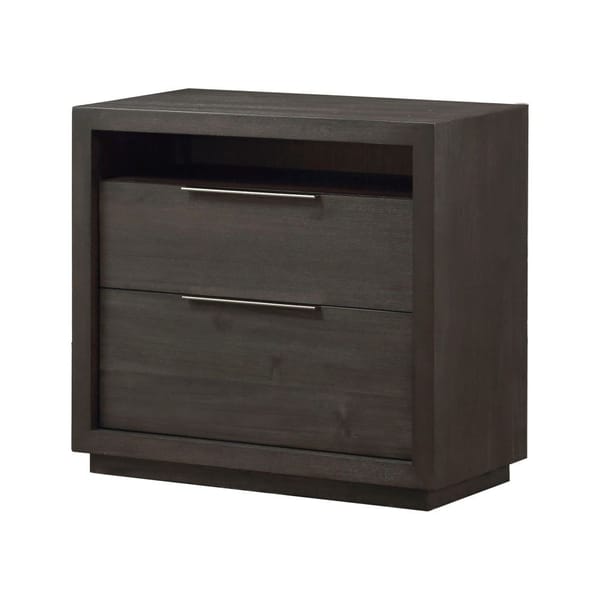 Modus Bedroom Oxford Two Drawer Nightstand In Basalt Grey AZU581