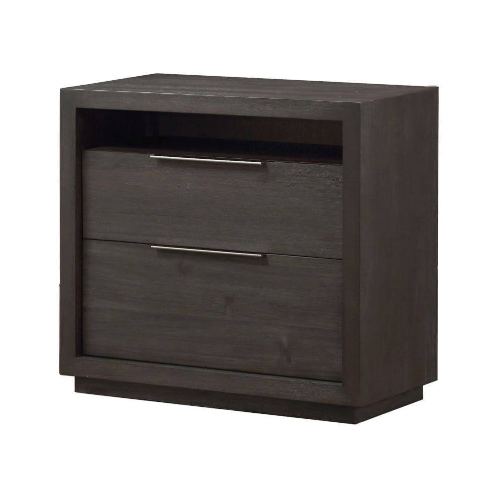 Modus Bedroom Oxford Two Drawer Nightstand In Basalt Grey AZU581