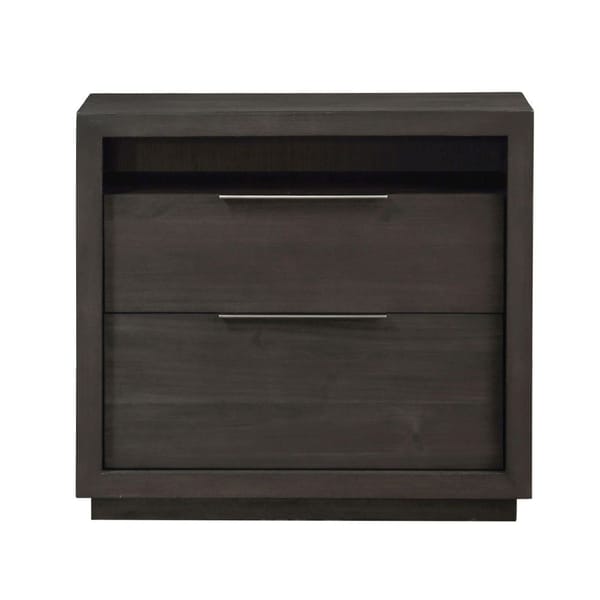 Modus Bedroom Oxford Two Drawer Nightstand In Basalt Grey AZU581