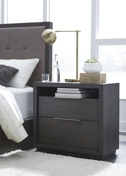 Modus Bedroom Oxford Two Drawer Nightstand In Basalt Grey AZU581