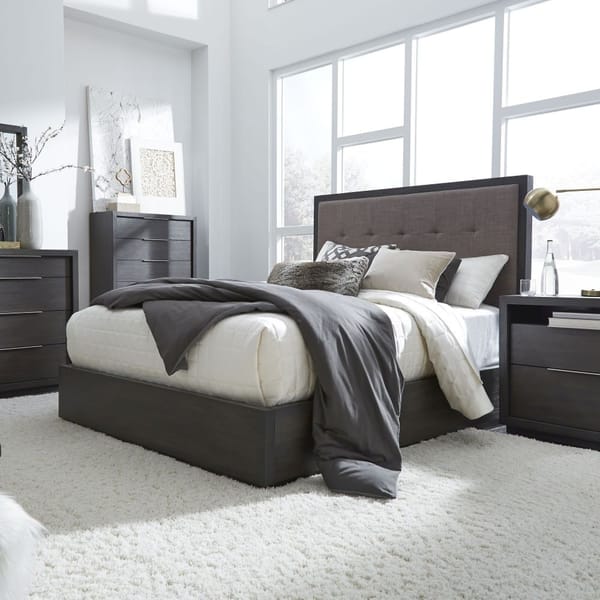 Modus Bedroom Oxford Upholstered Platform Bed In Dolphin AZU5F7D