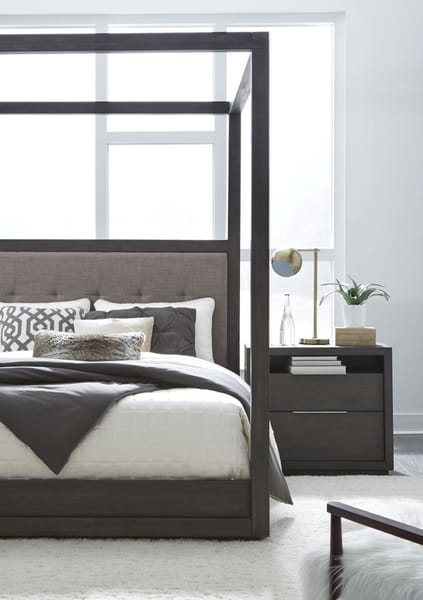 Modus Bedroom Oxford Upholstered Canopy Bed In Dolphin AZU5H5