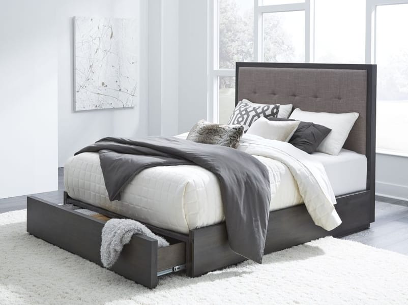Modus Bedroom Oxford Upholstered Footboard Storage Bed In Dolphin AZU5S6D