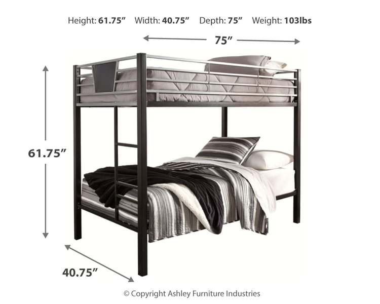Ashley Youth Dinsmore Twin over Twin Bunk Bed with Ladder B106-59