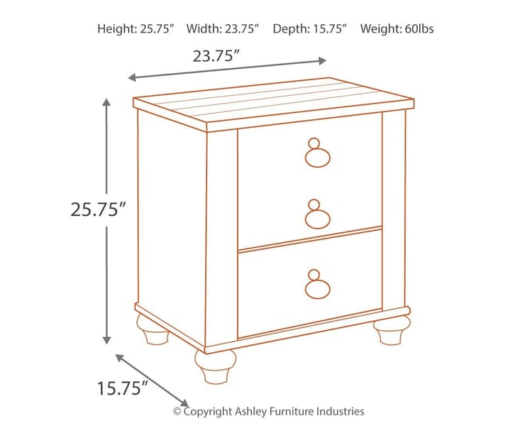 Ashley Bedroom Willowton Nightstand B267-92