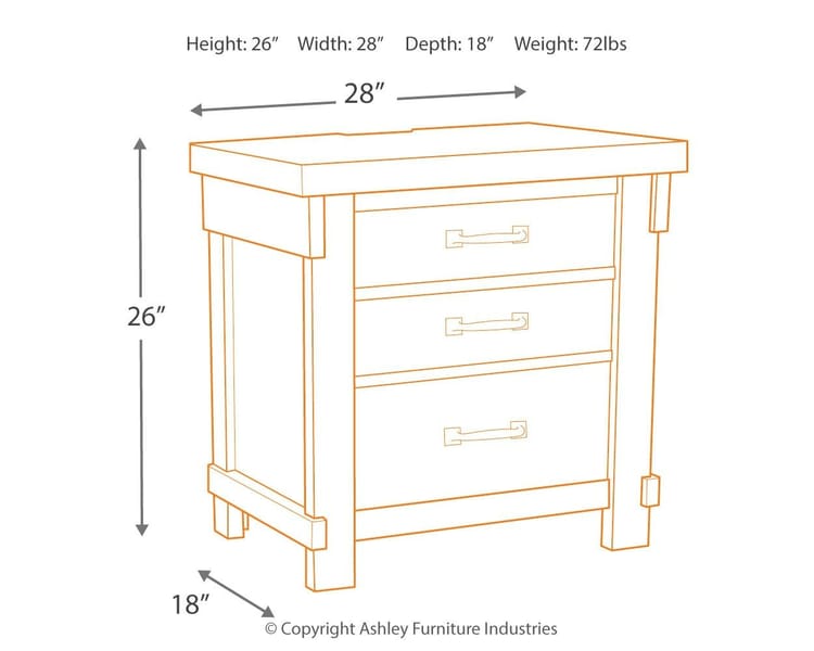 Ashley Bedroom Brashland Nightstand B740-93