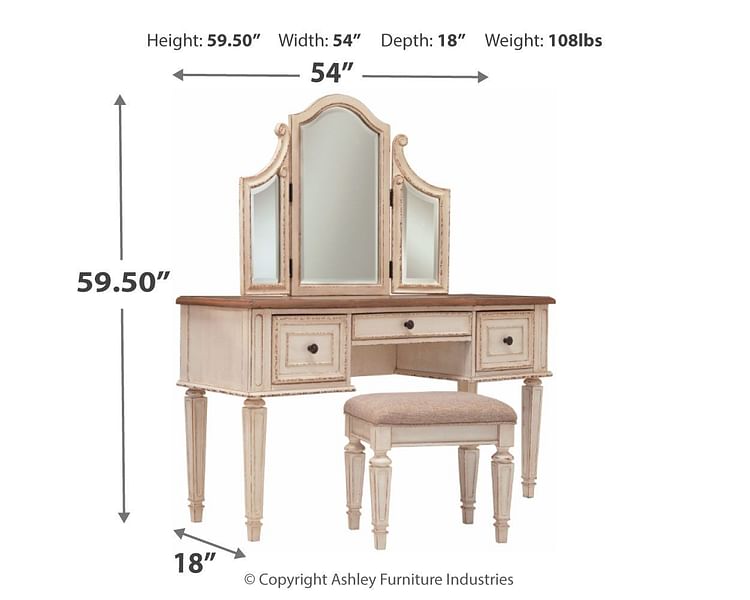 Ashley Youth Realyn Vanity and Mirror with Stool B743-22