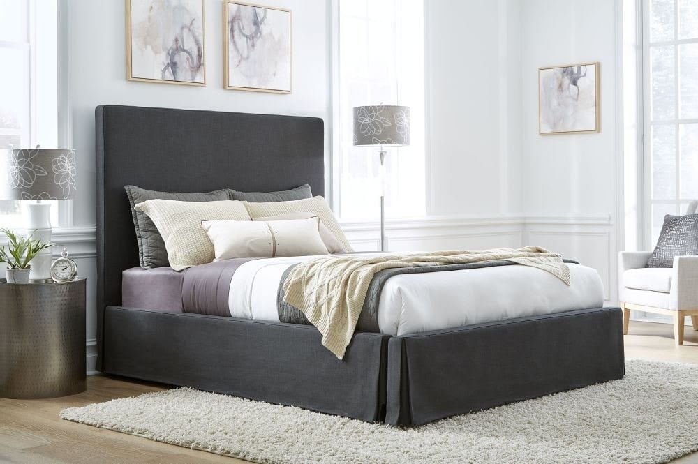 Modus Bedroom Cheviot Upholsteredskirted Panel Bed In Iron CBB3H43